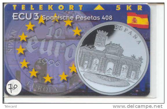 Denmark ECU ESPANA SPAIN SPANJE  (70) PIECES ET MONNAIES MONNAIE COINS MONEY PRIVE 1.000 EX * P-93 - Sellos & Monedas