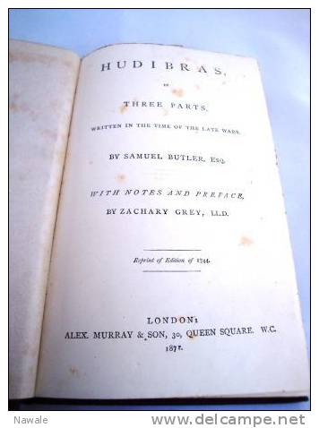 Butler, Samuel, " Hudibras" - Poetry