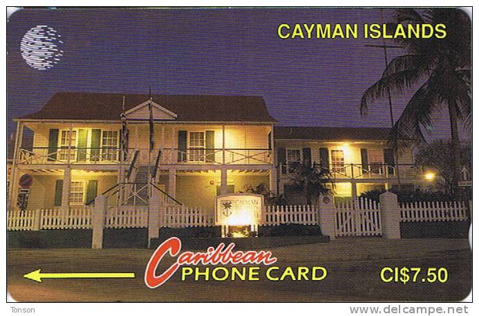 Cayman Islands, CAY-6C, Museum At Night, Silwer Strip, 2 Scans. - Iles Cayman