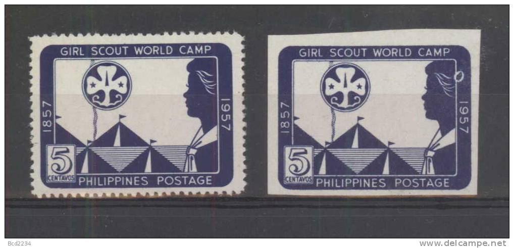 PHILLIPINES 1957 SCOUTS BADEN-POWELL BIRTH CENTENARY & GIRL GUIDES PACIFIC CAMP PERF & IMPERF NHM (**) - Ungebraucht