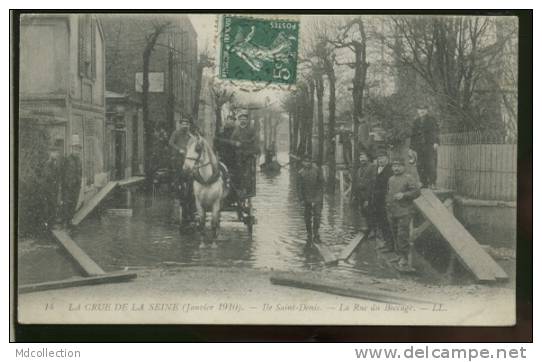 93 L'ILE SAINT DENIS / La Rue Du Bocage, La Crue De La Seine, Janvier 1910 / - L'Ile Saint Denis