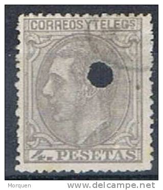 Telegrafos, Alfonso XII , 4 Pesetas,  Num 208T º - Gebruikt