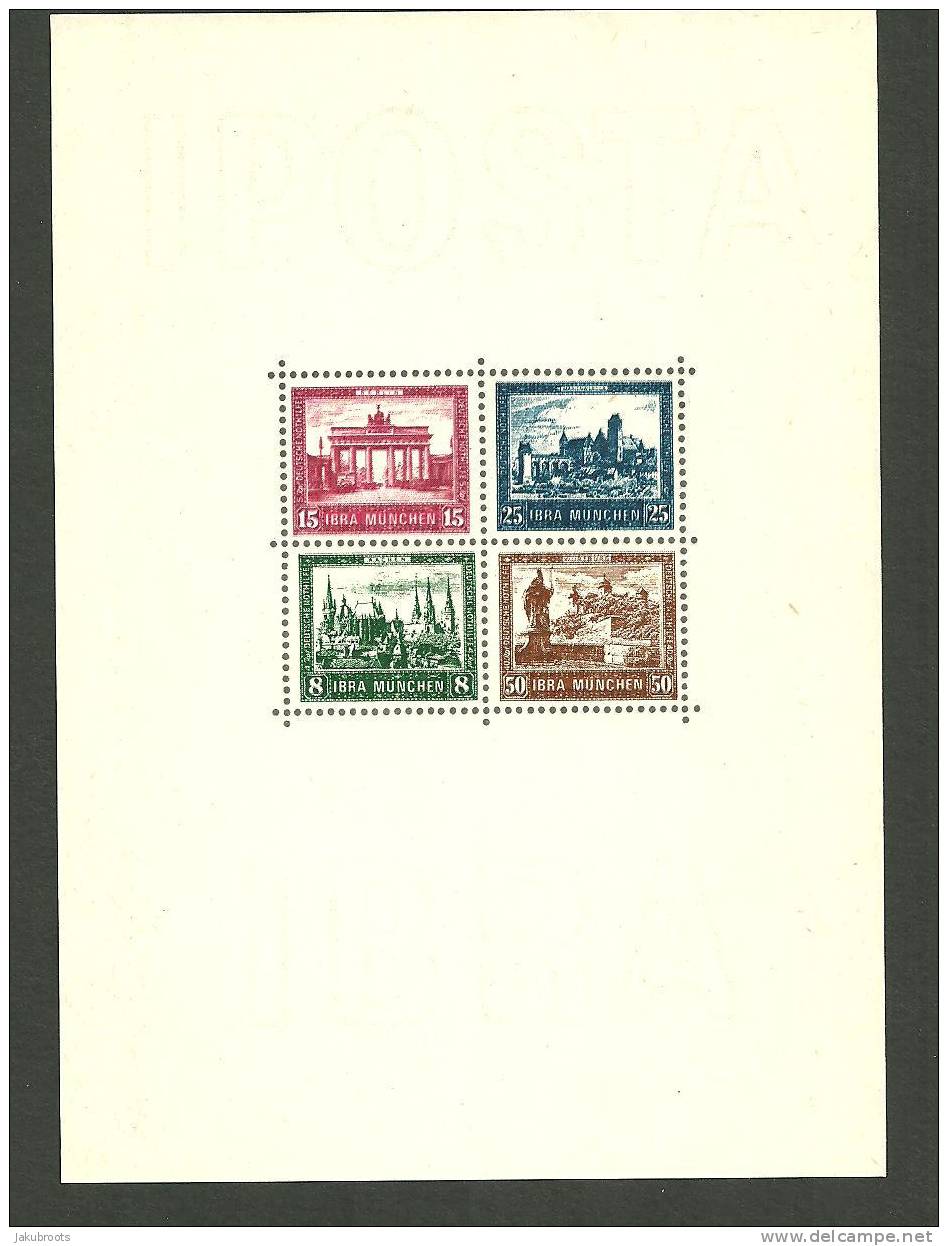 GERMANY  1930  IPOSTA  SOUVENIR  SHEET OF  FOUR   STAMPS  ( Mi Block 1 ) - Blocks & Sheetlets