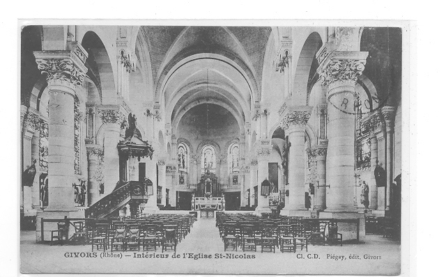 69 )) GIVORS - Intérieur De L'église St Nicolas, Cl C.D. Piegay édit - Givors