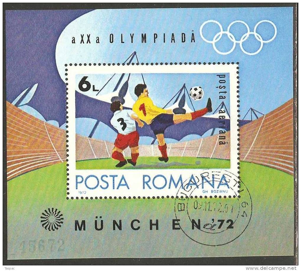 Romania 1972 Mi# Block 97 Used - 20th Olympic Games, Munich (soccer) - Gebruikt