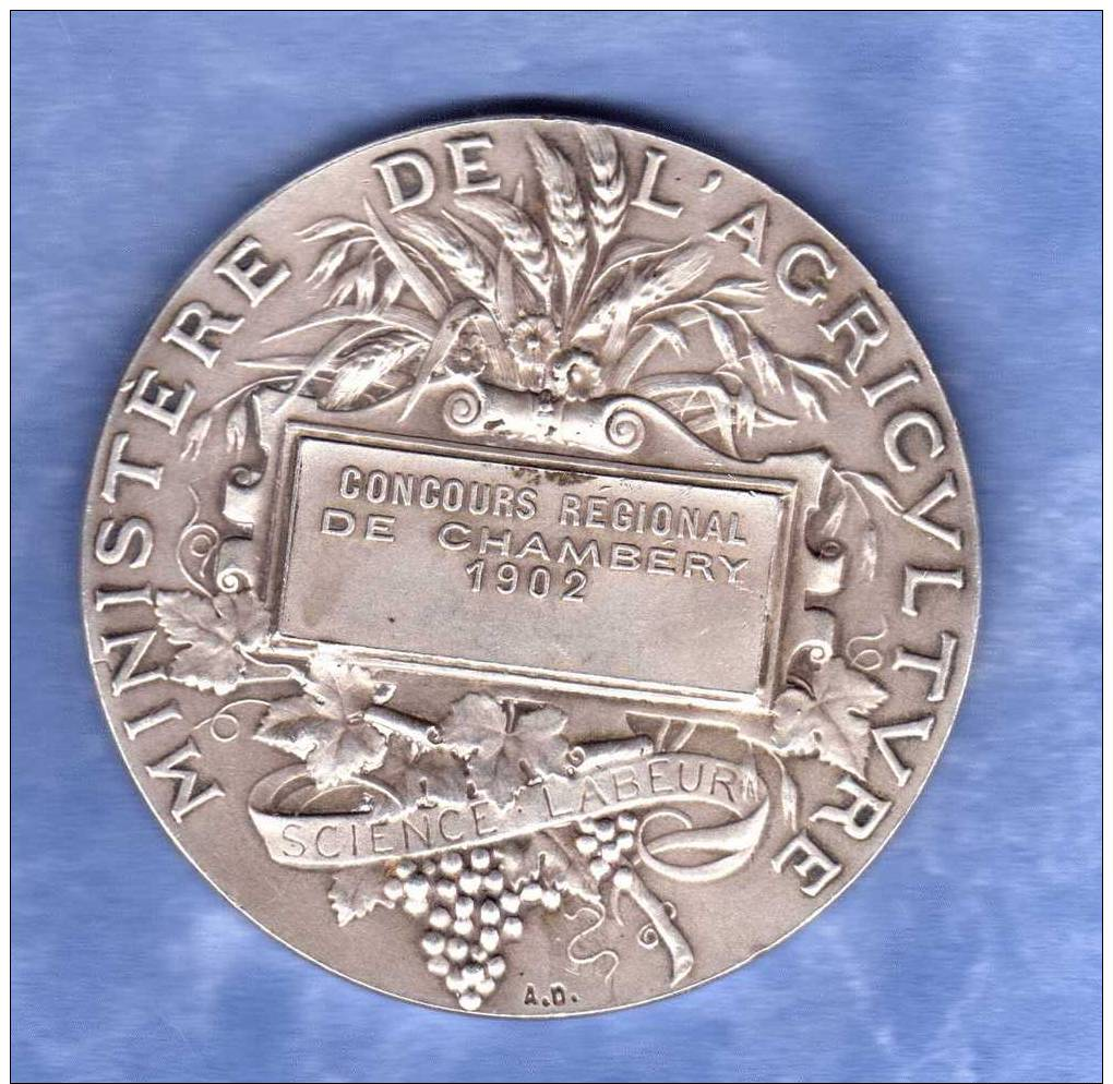 MEDAILLE  -  MINISTERE  DE  L´AGRICULTURE  -  CHAMBERY  -   1902   ++ ARGENT ++ - Autres & Non Classés