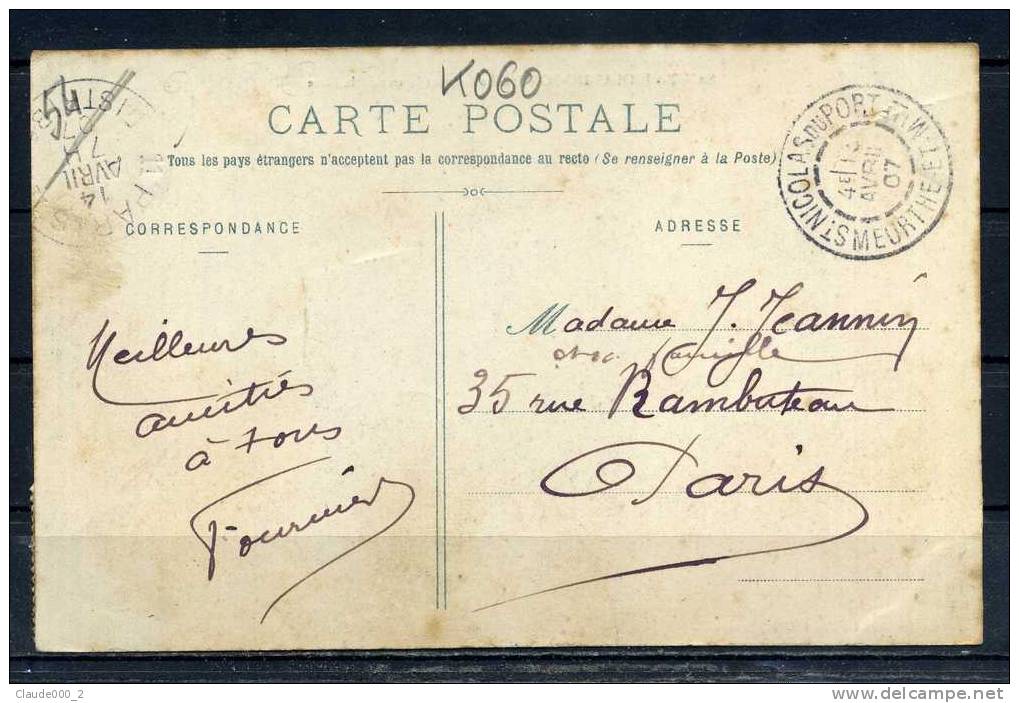 SAINT NICOLAS DU PORT .Gare Et Rue De La Gare. Cachet Rond De St NICLAS 1907.Voir Recto - Verso  (K060) - Saint Nicolas De Port