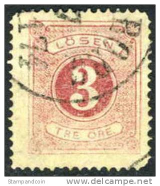 Sweden J2 Used 3o Rose Postage Due From 1874 - Impuestos