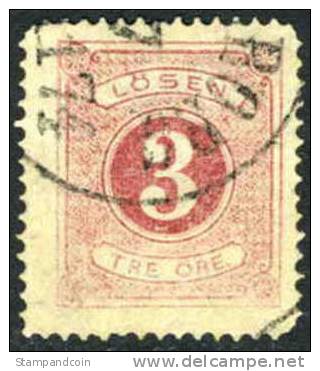 Sweden J2 Used 3o Rose Postage Due From 1874 - Postage Due