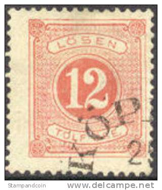 Sweden J16 Used 12o Pale Red Postage Due From 1882 - Segnatasse