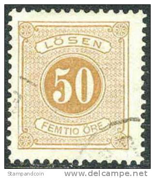 Sweden J21 Used 50o Yellow Brown Postage Due From 1877 - Postage Due