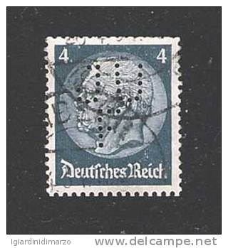 PERFIN DEUTSCHES REICH - 1932-33 - Valore Da 4 P. Usato, Maresciallo Hindenburg - In Buone Condizioni. - Perforiert/Gezähnt