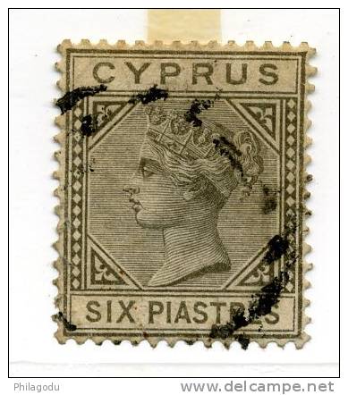 CYPRUS   Victoria  Yvert 13  Ø    SIX PIASTRES  Cote 600 Euros  Light Cancel - Chypre (...-1960)