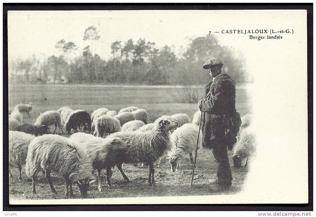 CPA  PRECURSEUR- FRANCE- CASTELJALOUX (47)-  BERGER LANDAIS  ET SES MOUTONS EN 1900- TRES GROS PLAN - Casteljaloux