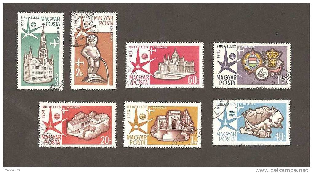 Hongrie Poste Aérienne N°198 à 204 Oblitéré Expo De Bruxelles - Used Stamps