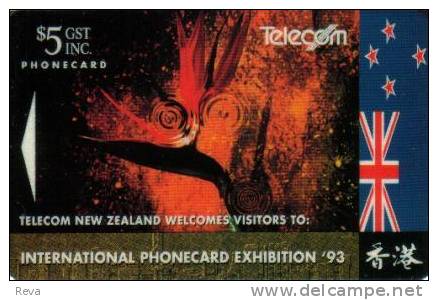 NEW ZEALAND $5 ABSTRACT DESIGN FLAG HK EXHIBITION 1993 MINT IN FOLDER  GPT NZ-A-7 READ DESCRIPTION !! - Nouvelle-Zélande