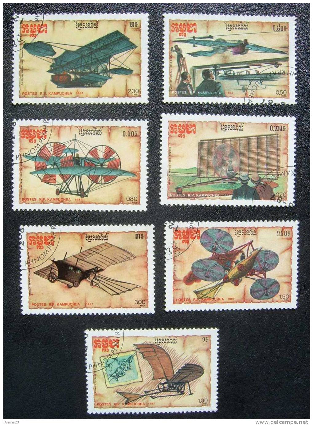 Kampuchea, 1987 - TRANSPORT - Aero Modelling - Set Of 7 - Kampuchea