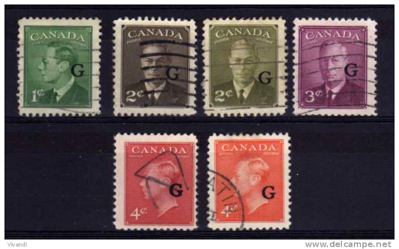 Canada - 1950/52 - Officials (Part Set) - Used - Overprinted