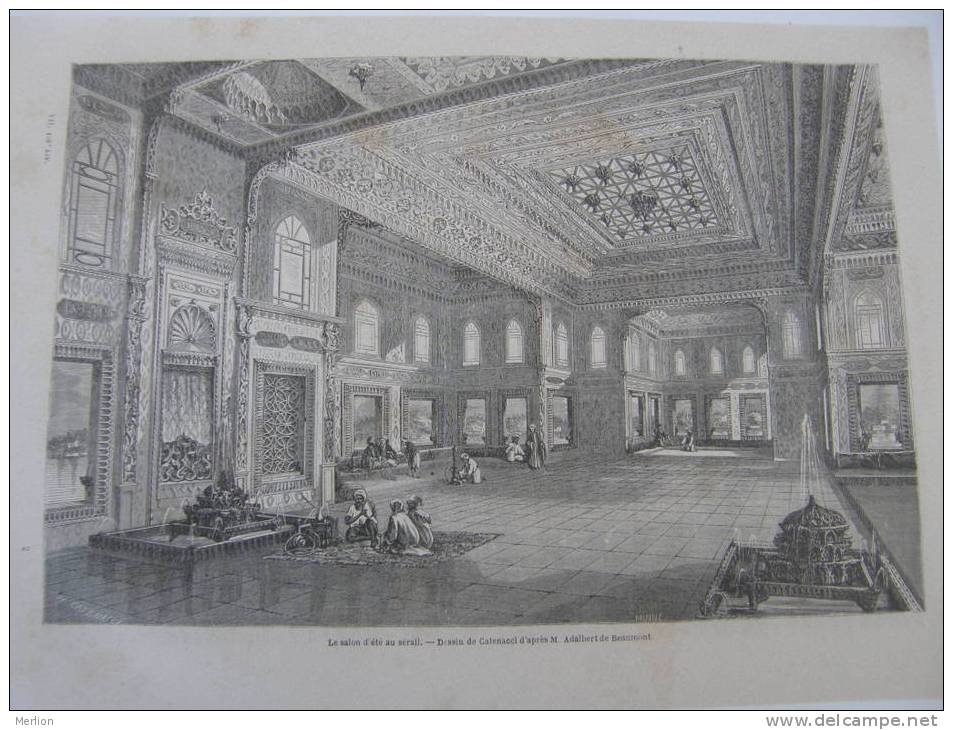 Turkey -Ottoman Empire- Le Salon D'été Au Sérail  - Gravure Engraving 1863 ZA9.12 - Estampes & Gravures