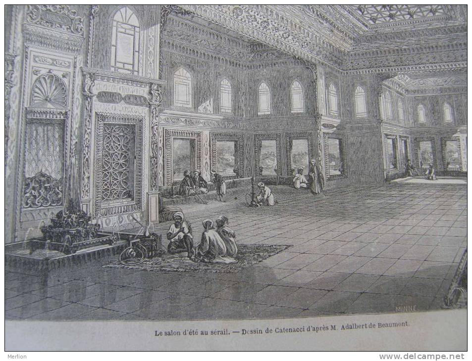 Turkey -Ottoman Empire- Le Salon D'été Au Sérail  - Gravure Engraving 1863 ZA9.12 - Estampes & Gravures