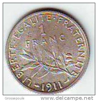 1 Franc 1911 - ARGENT -  SUP -RARE EN CET ETAT ! - Andere & Zonder Classificatie