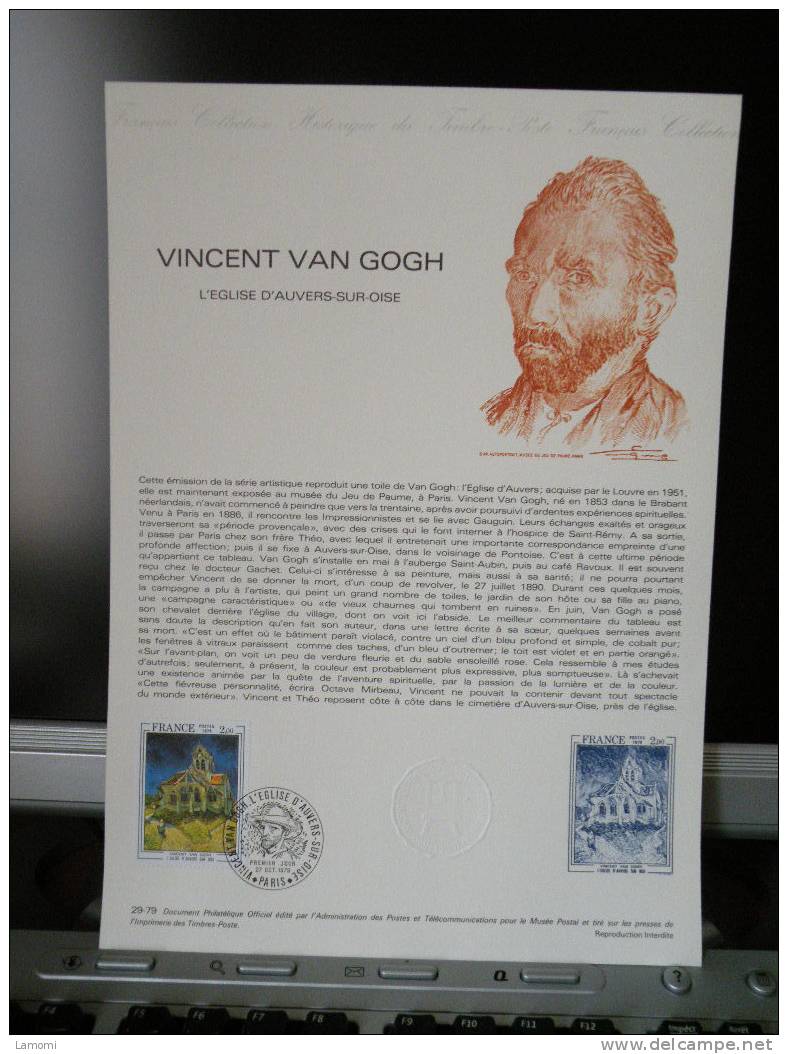 Collection Historique Du Timbre Poste - Vincent VAN GOGH  L´église D´Auvers Sur Oise 27.10.1979 FDC Coté 25 € - 1970-1979