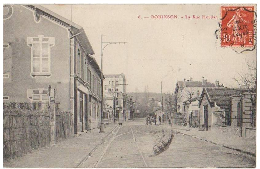 CPA 92 LE PLESSIS ROBINSON La Rue De Houdan Ligne Du Tramway Boulangerie 1909 - Le Plessis Robinson