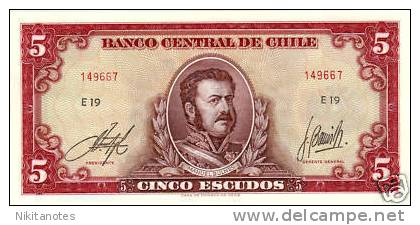 Chile 5 Escudos ND 1964 Pick 138 UNC - Chili