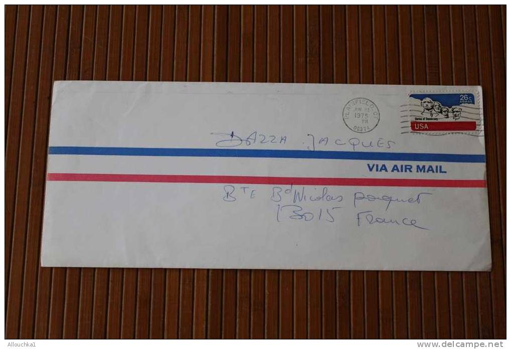 ENVELOPPE LETTER BY AIR MAIL ETATS UNIS D'AMERIQUE USA   PLAINFIELD P/ MARSEILLE FRANCE 1975 - Covers & Documents