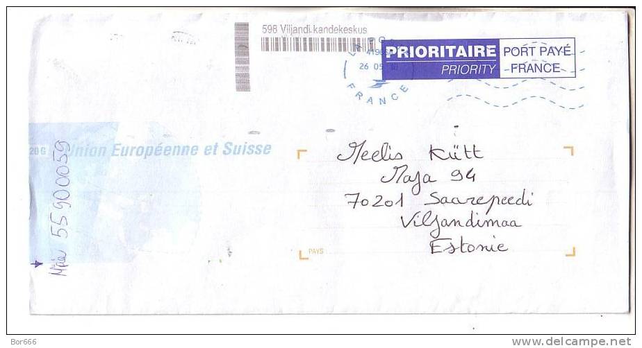 GOOD FRANCE Postal Cover To ESTONIA 2010 - Postage Paid - Covers & Documents