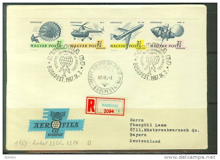 Hélicoptéres  -  Parachutistes  -  Hongrie - Lettre Recommandée De 1967 °  - NON Dentelés  -  Espace - Rare - Helicópteros