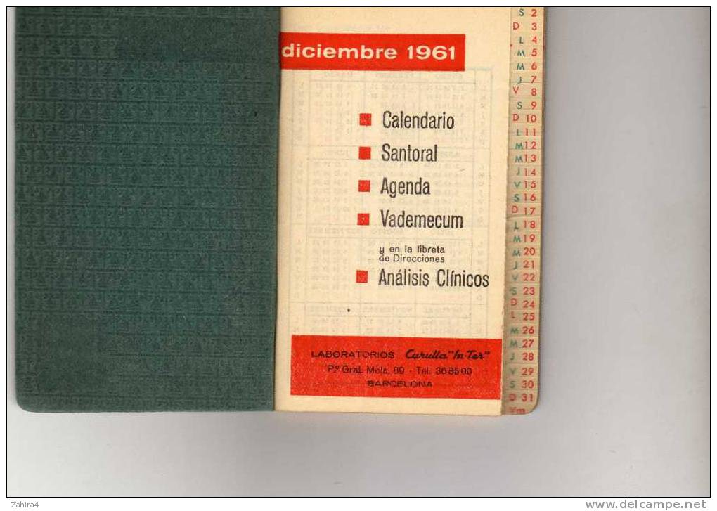 Espagnole Medica Diciembre 1961  -  L.C. - Terminkalender Leer