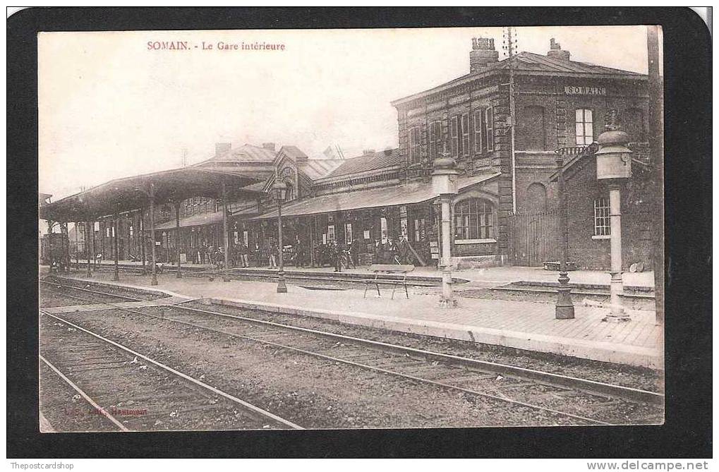 CPA 59 NORD SOMAIN SOMAIN LA GARE INTERIEURE RAILWAY STATION TRAIN STATION MORE SOMAIN LISTED - Altri & Non Classificati