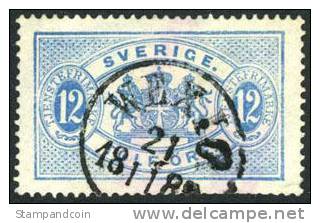 Sweden O18 SUPERB Used 12o Blue Official From 1881 - Service
