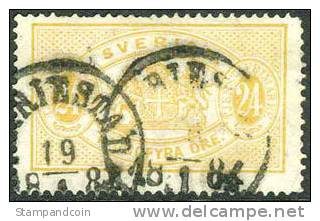 Sweden O21 Used 24o Yellow Official From 1881 - Service