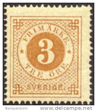 Sweden #17 Mint Hinged 3o Bister Brown From 1872 - Neufs