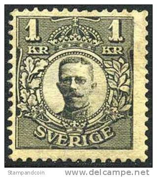 Sweden #72 Mint Hinged 1k Black & Yellow From 1911 - Neufs