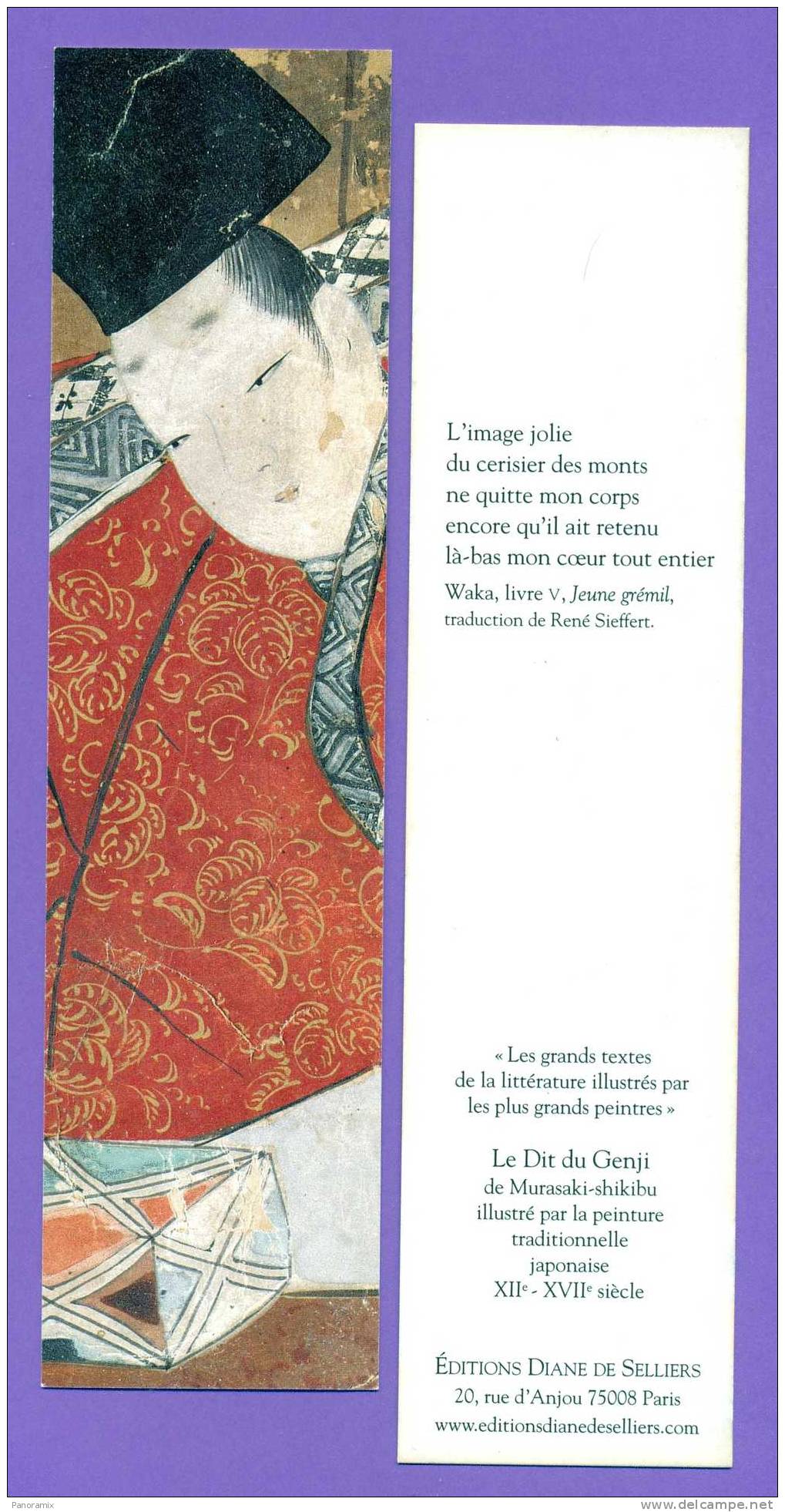 Diane  De  Selliers   "   Le  DIt  Du  Genji  "   R   5 X 21  Cm - Marque-Pages