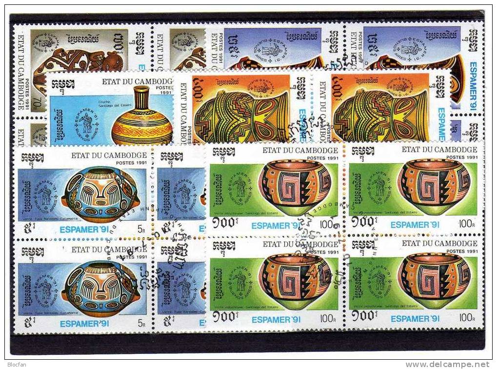 Präkolumbische Kunst 1985 Kambodscha 1237-2 Plus 4-Block O 4€ Funde Krug Urne Bloc Art Sheet From Campuchea - Kampuchea