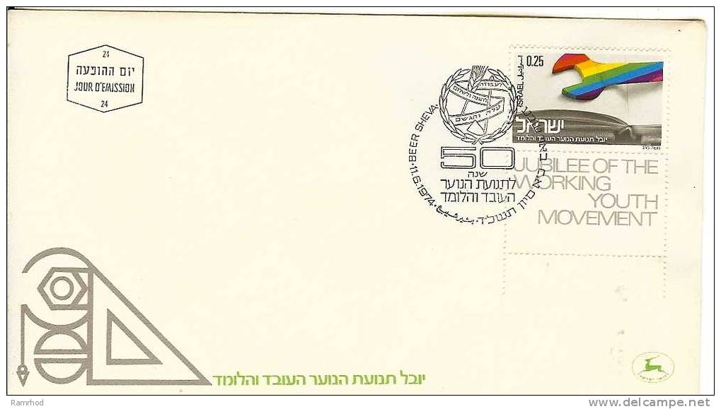 ISRAEL 1974 FDC YOUNG WORKERS MOVEMENT 50TH ANNIVERSARY - FDC