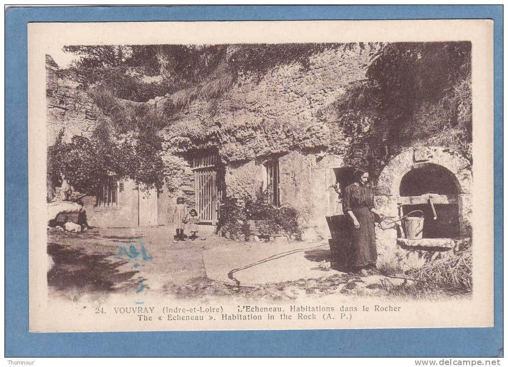 37  -  VOUVRAY  -  L´ Echeneau .  Habitations  Dans  Le  Rocher -  BELLE CARTE ANIMEE - - Vouvray