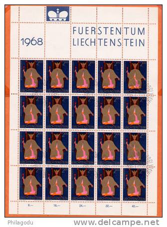 Liechtenstein 1968, Feuille Ob Du N° 445,  L’Evéché De Coire, Cote 36 - Used Stamps