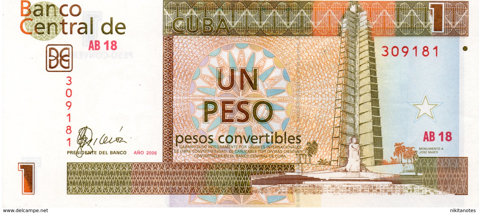 CUBA NOTE 1 PESO 2006 XF CONVERTIBLES - Cuba