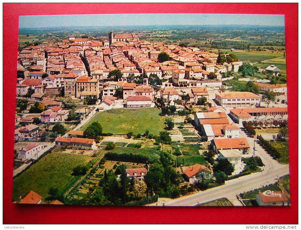 CPSM OU CPM-47-LOT ET GARONNE-MONFLANQUIN-ANCIENNE BASTIDE STATION VERTE DE VACANCES VUE GENERALE AERIENNE-CARTE EN BON - Monflanquin