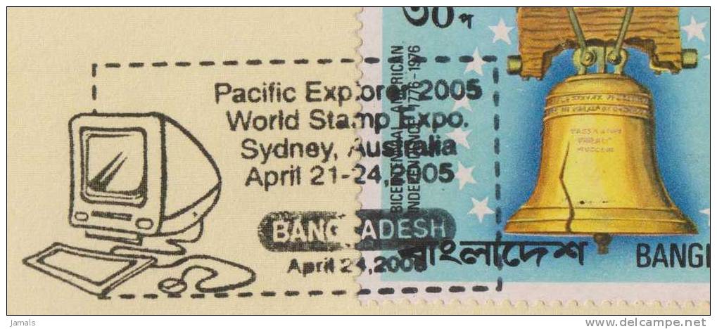 Pacific Explorer 2005, Australia, Stamps Exhibition, Computer, Liberty Bell, Butterfly, Special Cover, 2005, Bangladesh - Bangladesch