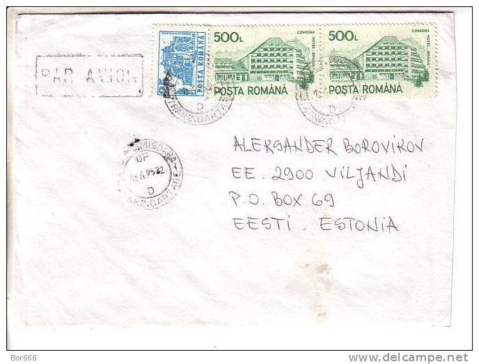 GOOD ROMANIA Postal Cover To ESTONIA 1995 - Good Stamped: Architecture - Covers & Documents