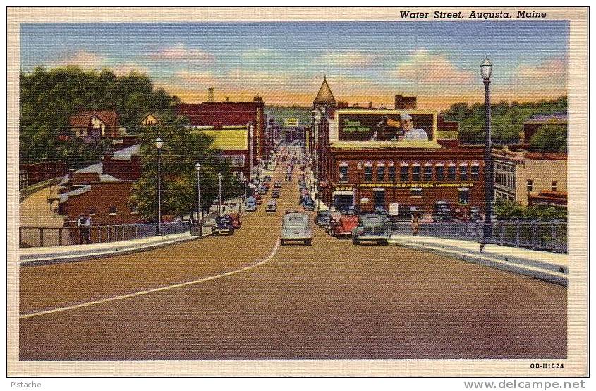 Augusta Maine - Water Street - 1945-50s - Scène De Rue - Voitures Cars - Neuve - Mint - Sonstige & Ohne Zuordnung