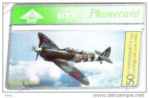 UK  5 UNITS SPITFIRE AIRPLAIN D-DAY 50 YEARS IN SPECIAL FOLDER WITH SIGNED CARD L & G MINT ONLY 407 READ DESCRIPTION !! - BT Militaire Uitgaven