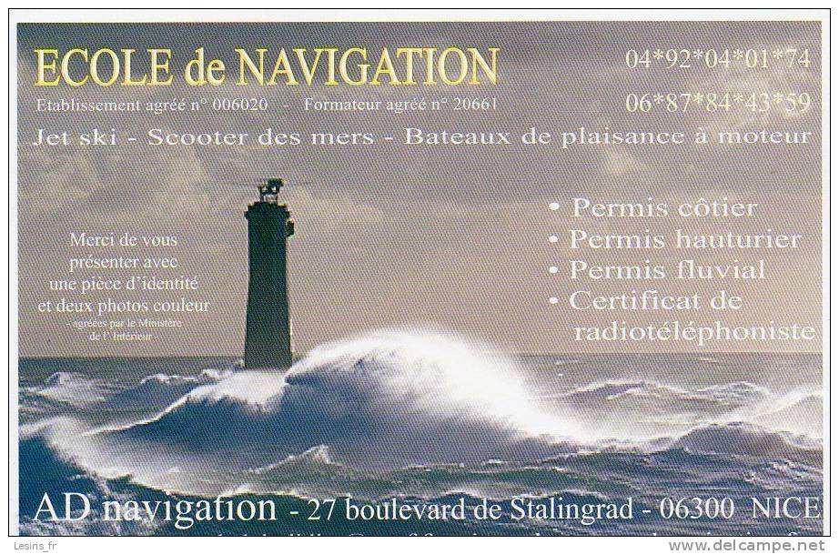 ECOLE DE NAVIGATION - A.D. - NICE - FORMAT CARTE POSTALE - JET SKI - SCOOTER DES MERS - BATEAUX DE PLAISANCE A MOTEUR - Advertising