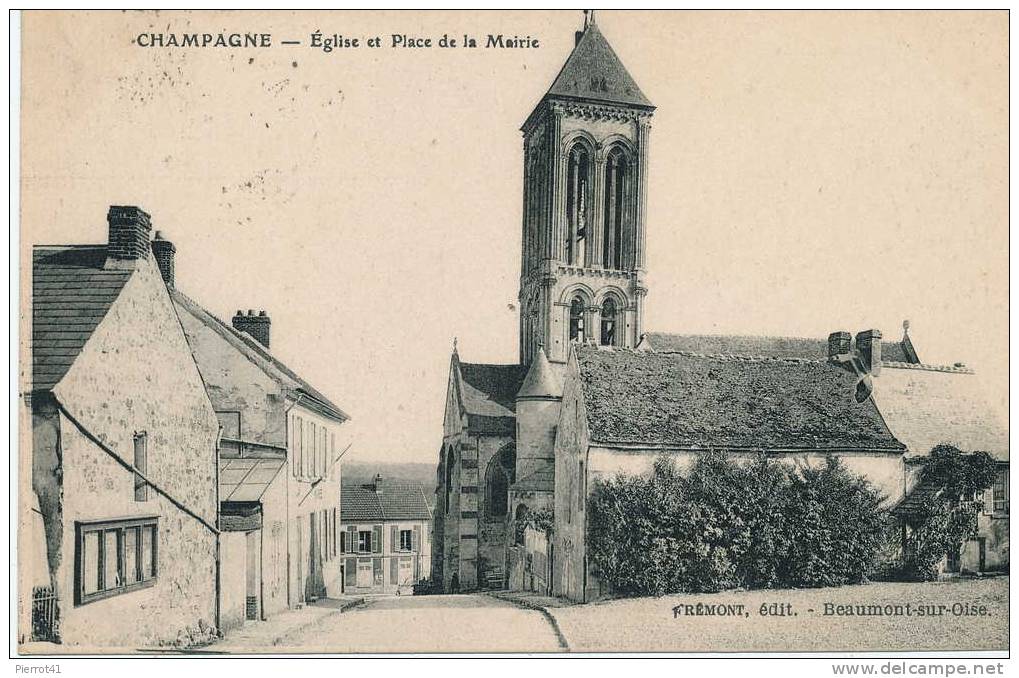 CHAMPAGNE SUR OISE -Eglise Et Place De La Mairie - Champagne Sur Oise